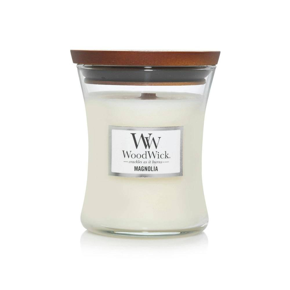 WoodWick 274g Scented Home Fragrance Soy Wax Candle w/ Lid Magnolia Medium White