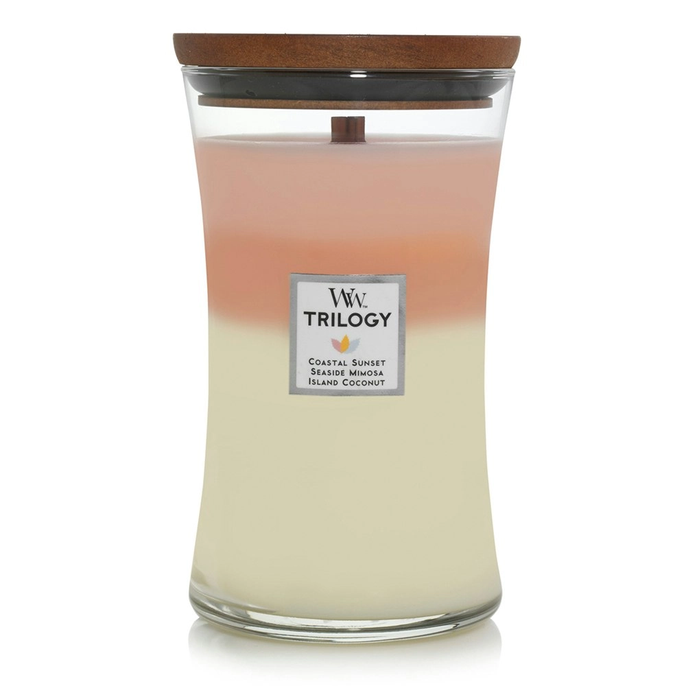 WoodWick Island Getaway Trilogy Scented Crafted Candle Glass Wax w/ Lid Large