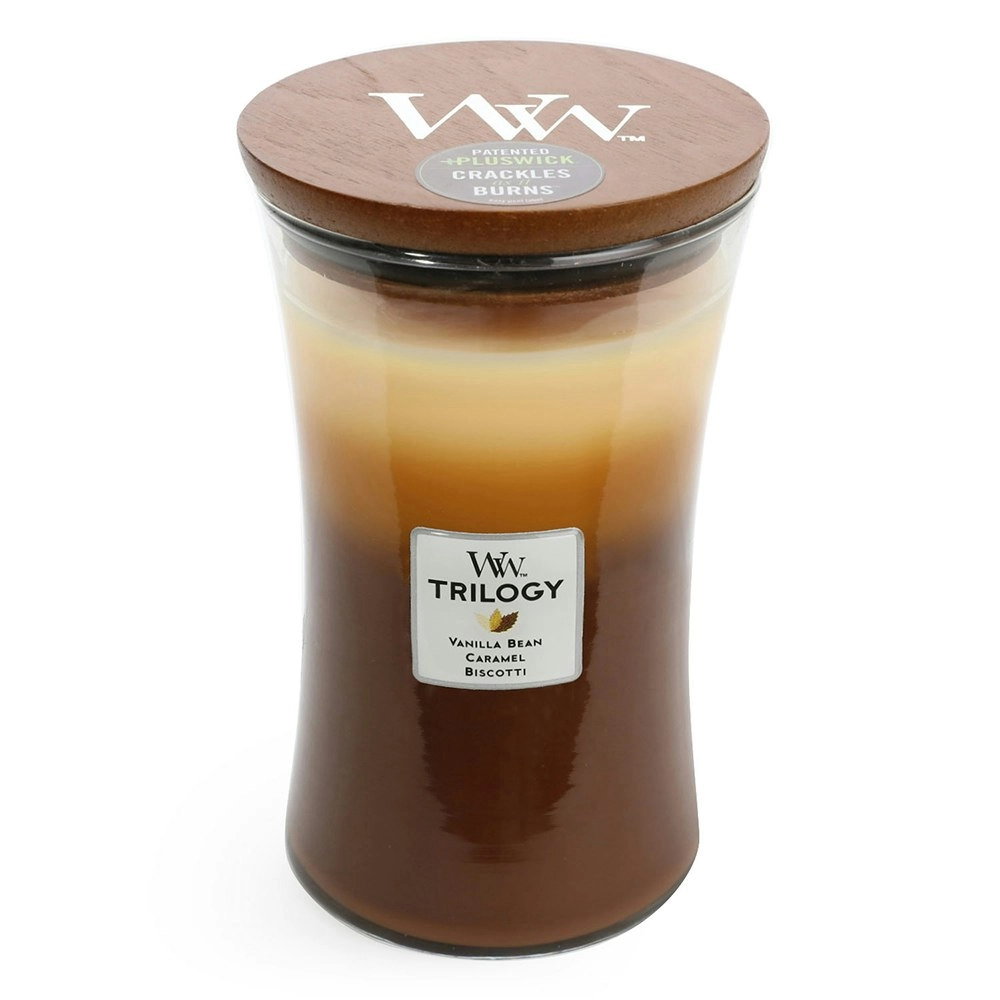 WoodWick Cafe Sweets Trilogy Scented Crafted Candle Glass Soy Wax w/ Lid Large