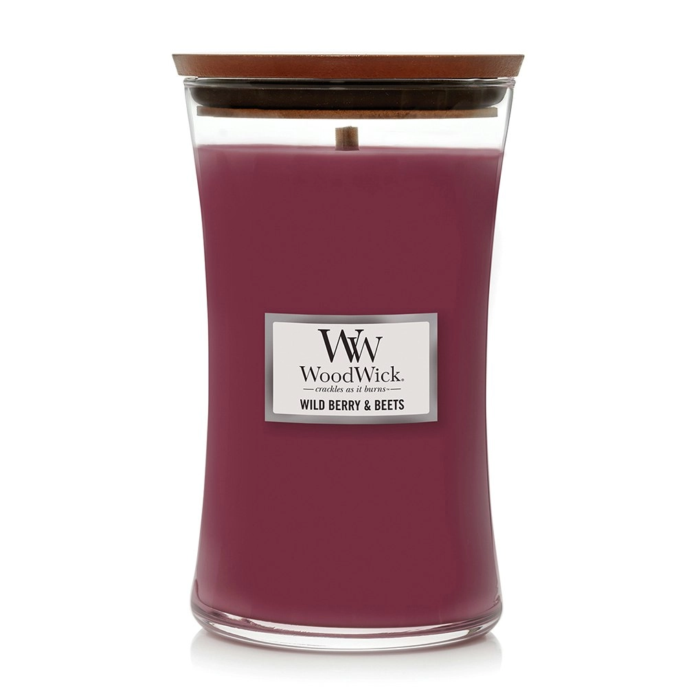 WoodWick Wild Berry & Beets Scented Crafted Candle Glass Jar Wax w/ Lid Large