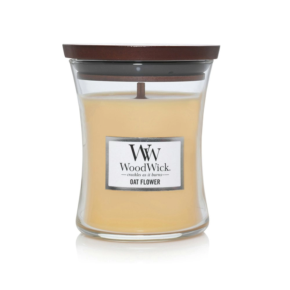 WoodWick 274g Scented Home Fragrance Soy Wax Candle Oat Flower Medium Yellow