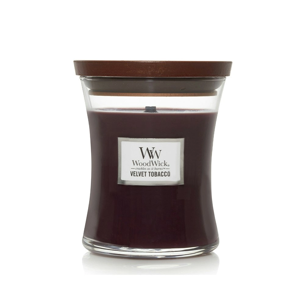 WoodWick 274g Scented Home Fragrance Soy Wax Candle Velvet Tobacco Medium Brown