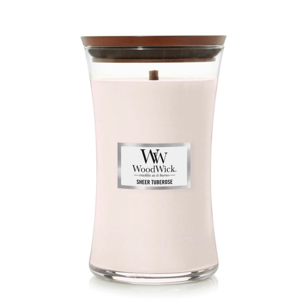 WoodWick 609g Scented Home Fragrance Soy Wax Candle Sheer Tuberose Large Pink