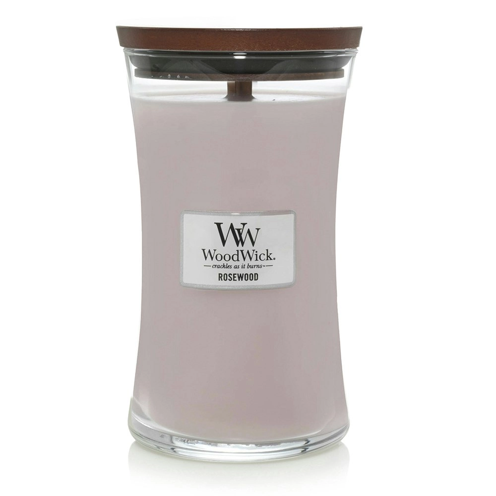 WoodWick 609g Scented Home Fragrance Soy Wax Candle w/ Lid Rosewood Large Pink