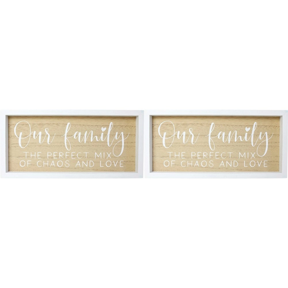 2x LVD 24cm MDF Sign Wall/Door Hanging Home/Room Decorative Display Our Family