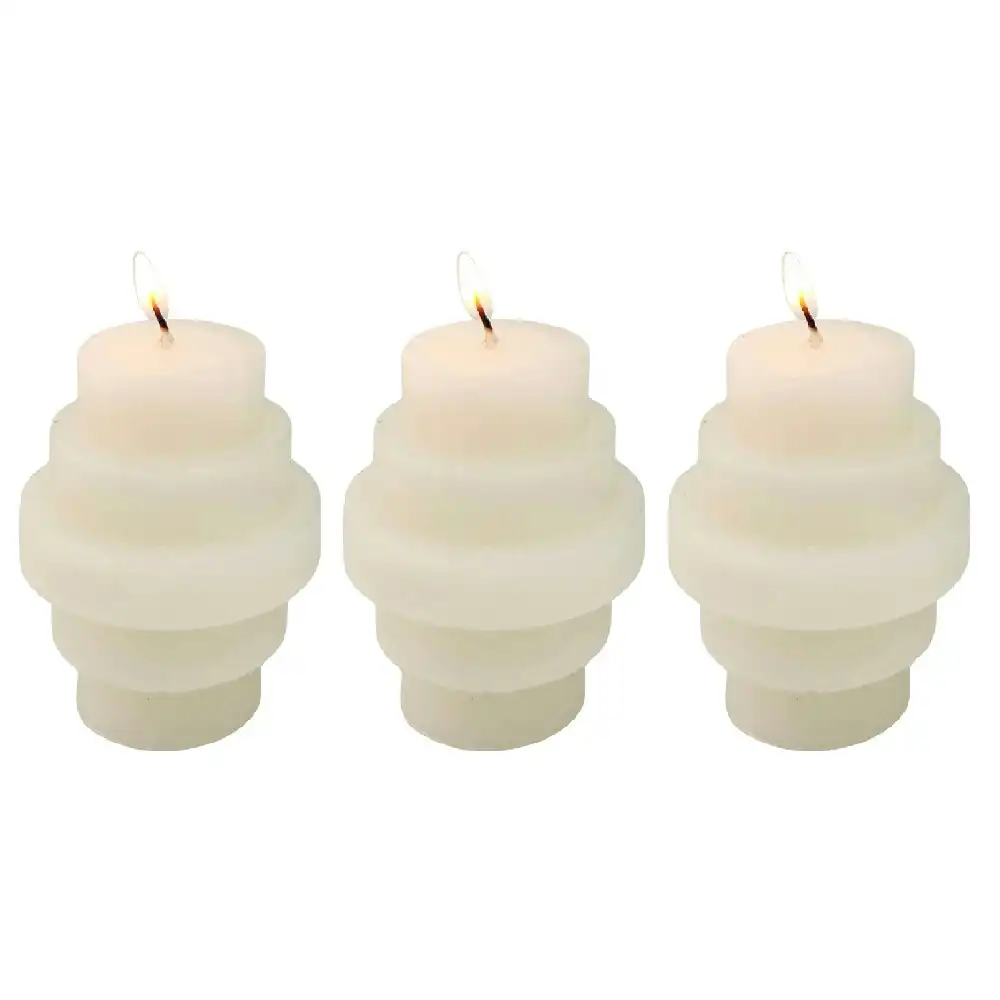 3x Urban Stacked 6cm Vanilla Scented Candle Home Fragrance Tabletop Decor Cream