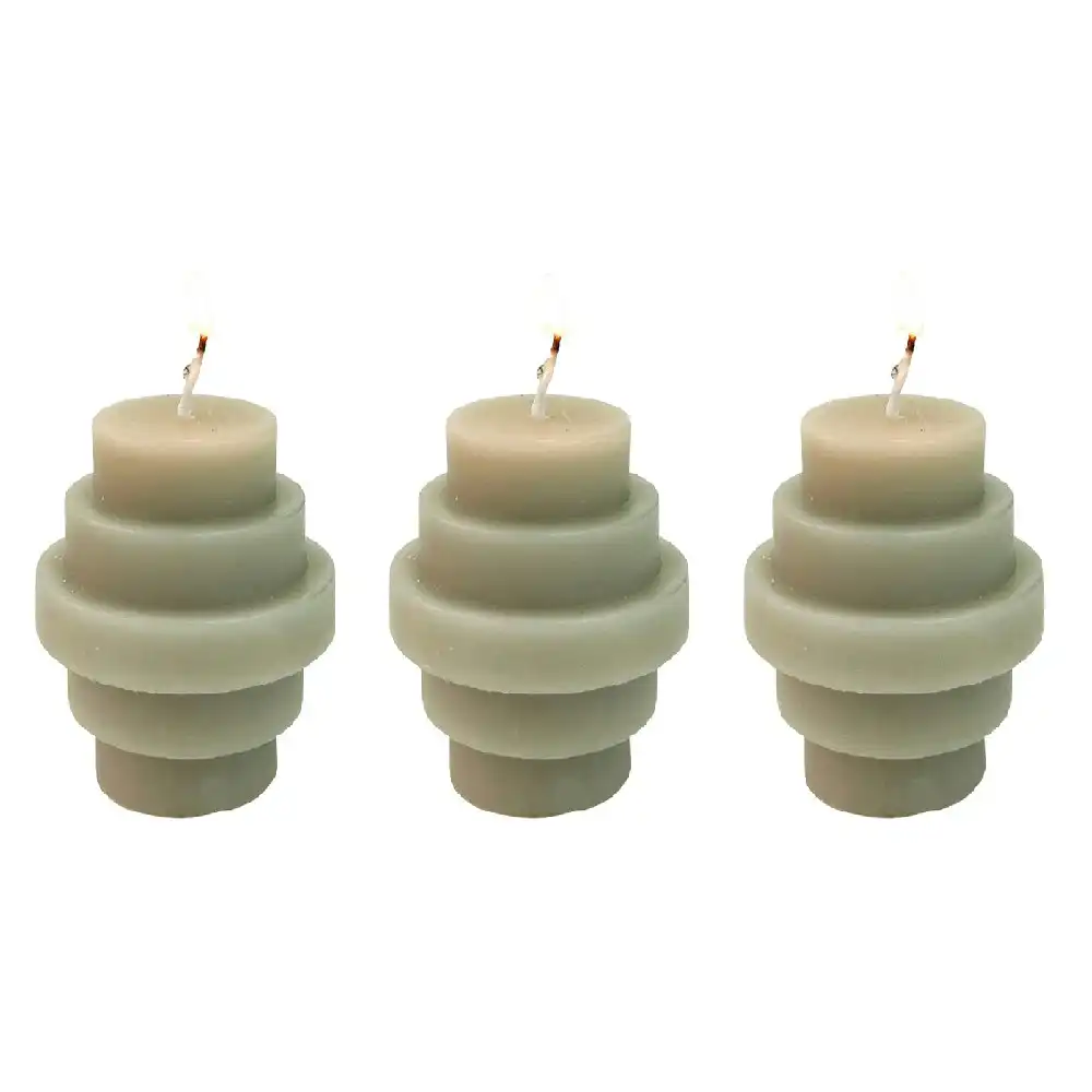 3x Urban Stacked 6cm Vanilla Scented Candle Home Fragrance Tabletop Decor Smoke