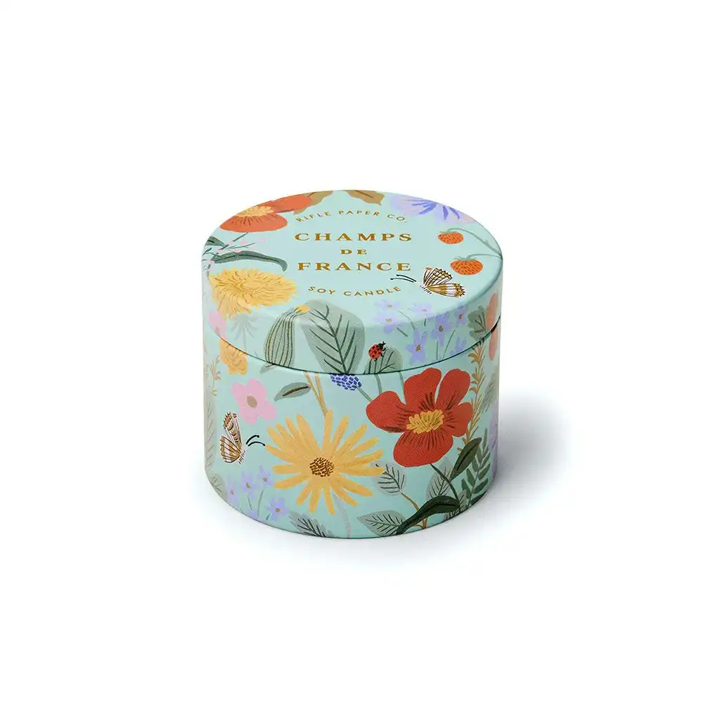 Rifle Paper Co Scented Travel Candle Tin 85g Fragrance Compact Champs de France