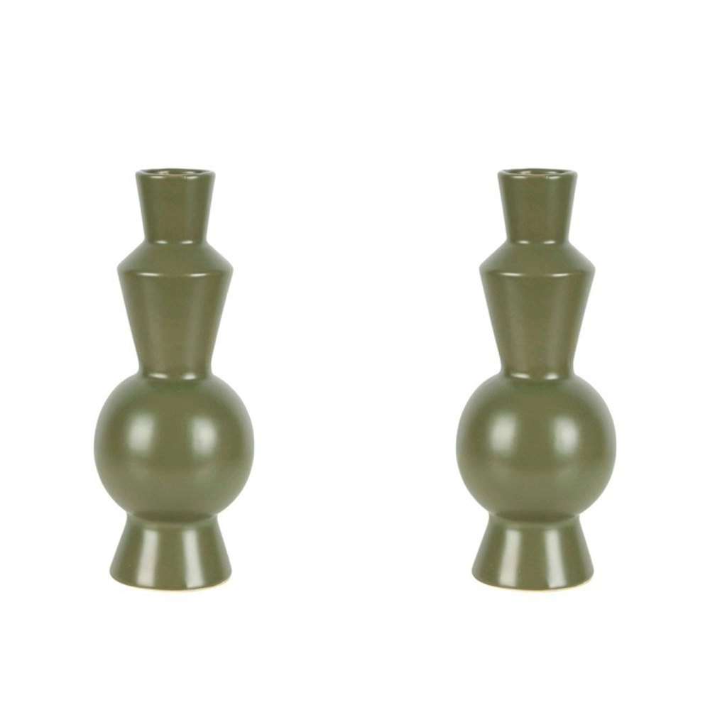 2x Belle Amira Porcelain Flower Vase 30cm Plant Holder Tabletop Decor Olive