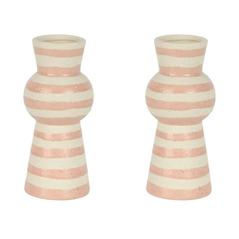 2x Belle Solana Ceramic Flower Vase Small 20cm Plant Holder Accent Light Pink