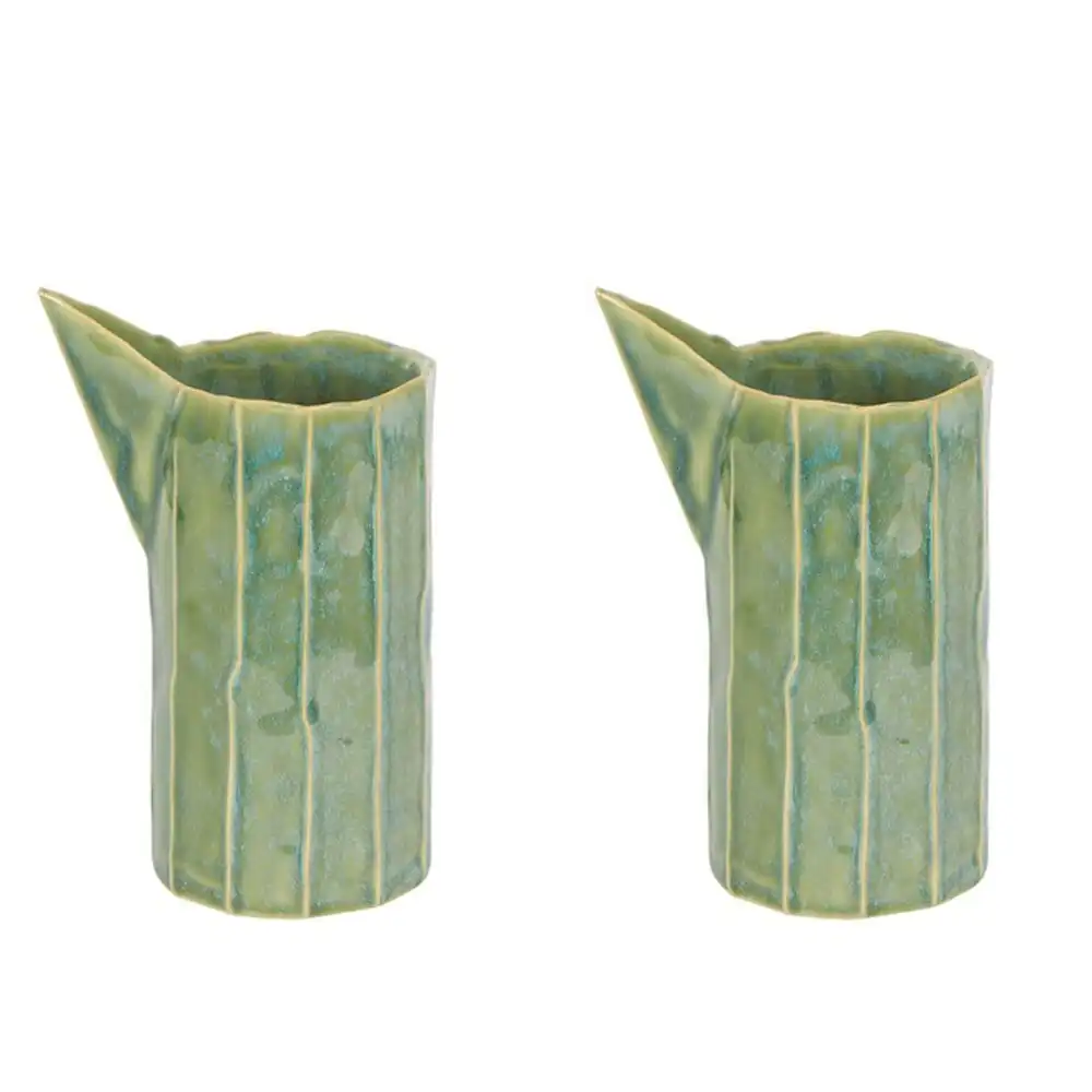 2x Belle Marimo Stoneware Vessel Flower Vase Large 23cm Plant Holder Decor Green