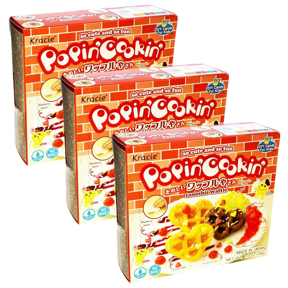 3x Kracie Popin' Cookin' DIY Waffle Japanese Candy Confectionery Sweets Kit