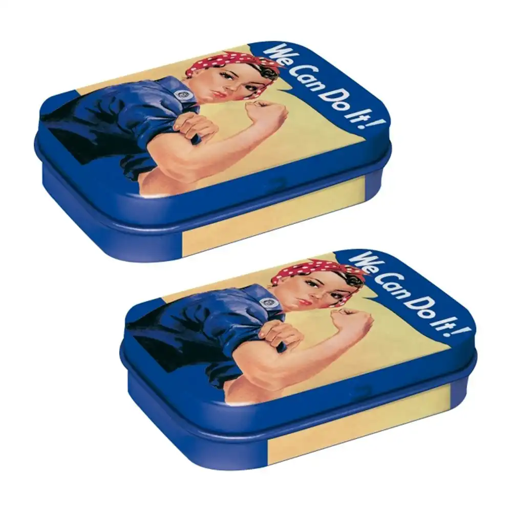 2x Nostalgic Art Mint Box 6cm Metal Tin We Can Do It Fresh Breath Candy Mints