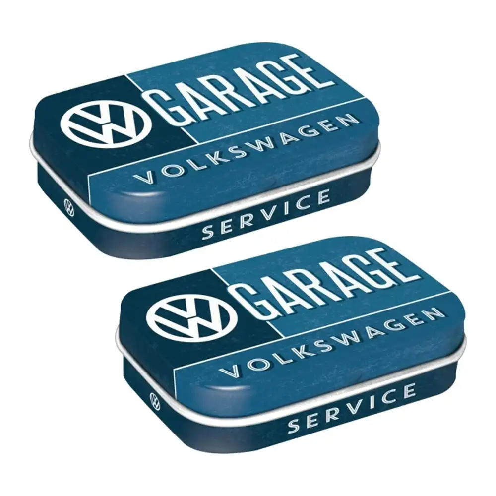 2x Nostalgic Art 6cm Metal Tin Mint Box VW Garage Fresh Breath Hard Candy Mints