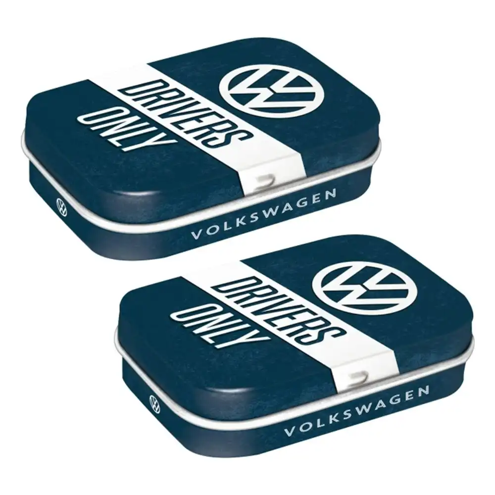 2x Nostalgic Art 6cm Metal Tin Mint Box VW Drivers Only Fresh Breath Hard Candy