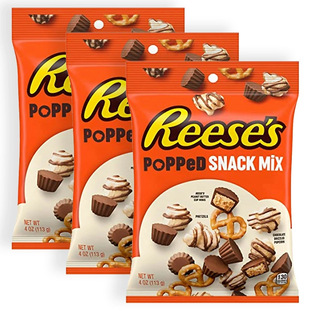 3x Reese's Popped Snack Mix Party Bag Chocolate Sweets/Treats/Confectionery 113g