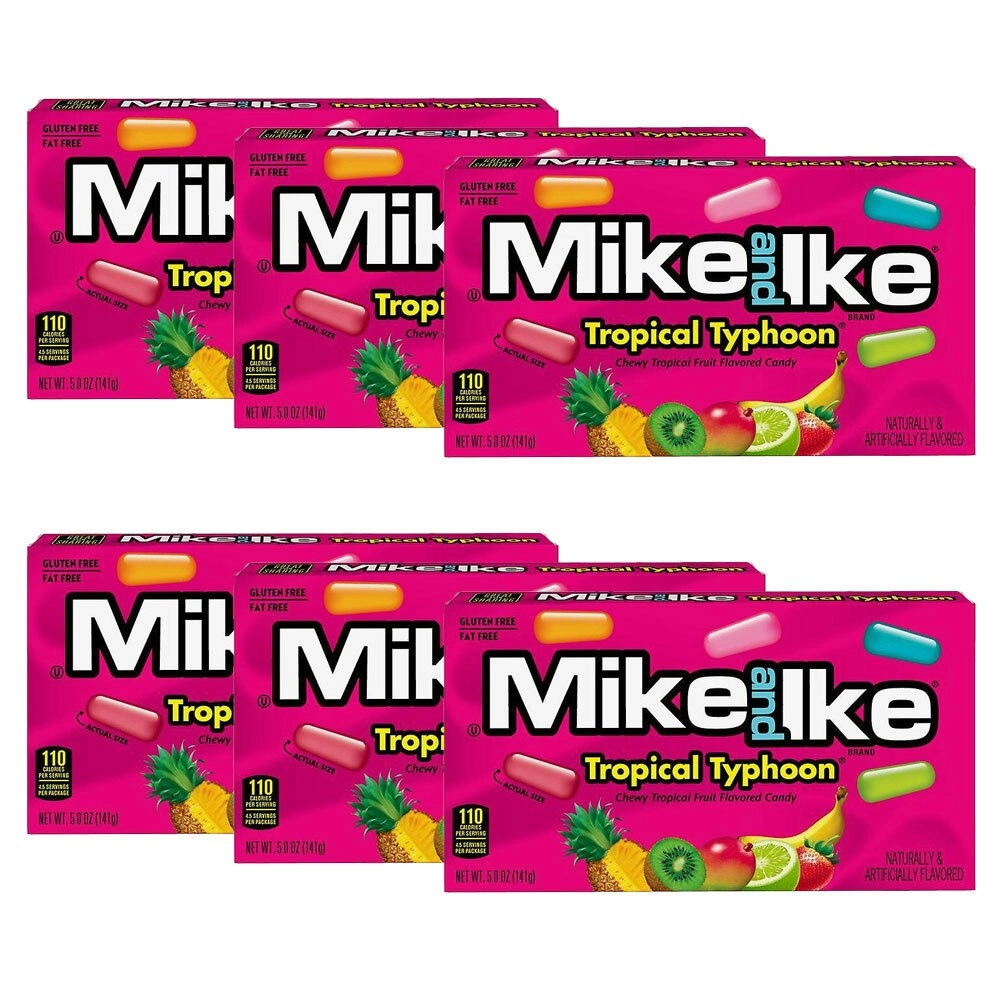 6x Mike & Ike Tropical Typhoon Confectionery Candy Lollies Sweets Box 120g