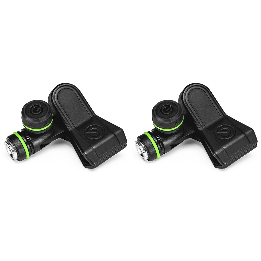 2x Gravity MSUCLMP Universal Adjustable Plastic Clamp/Clip Adapter For Mic Black