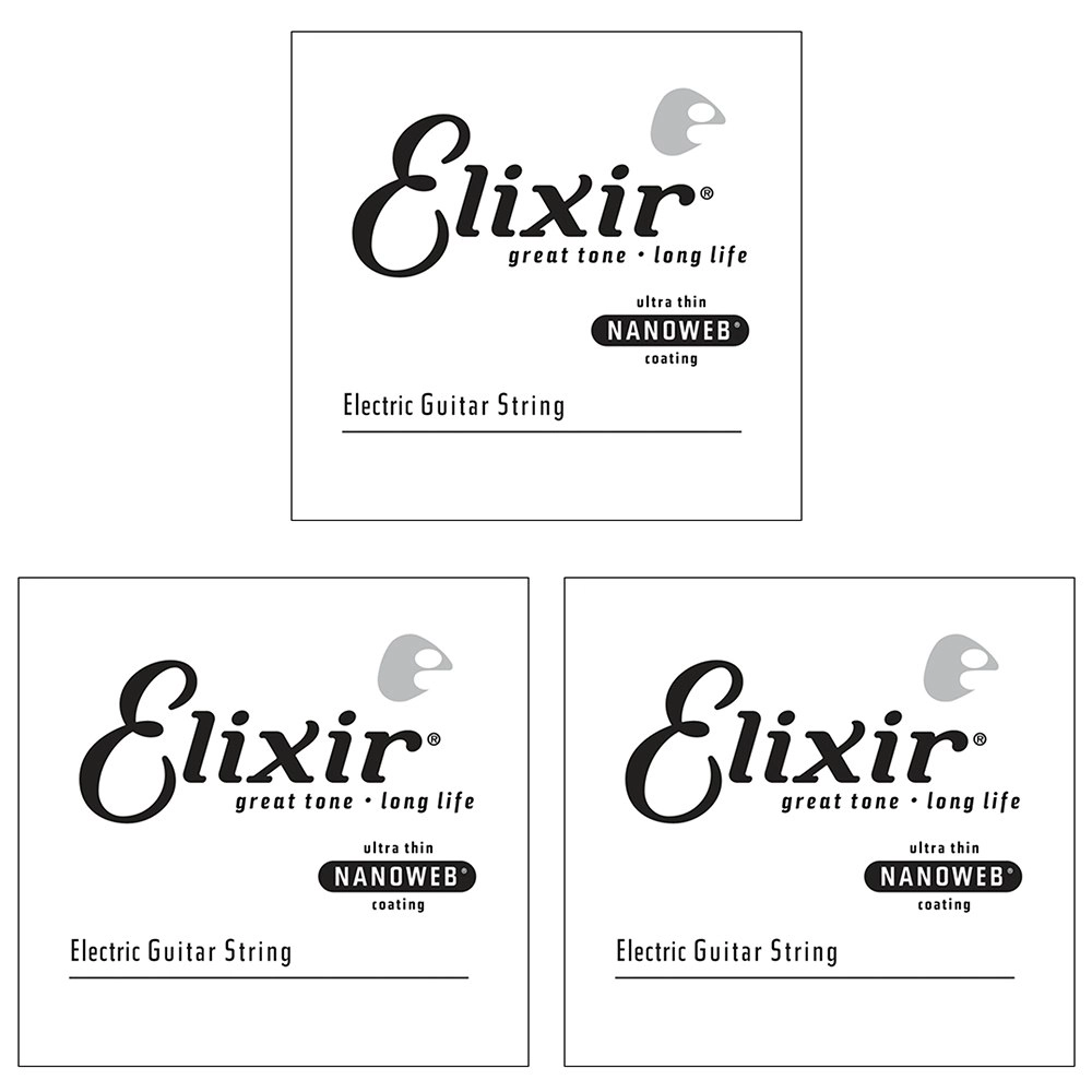 3x Elixir #15228 Electric Guitar Instrument Nano Coating 0.028 Single String