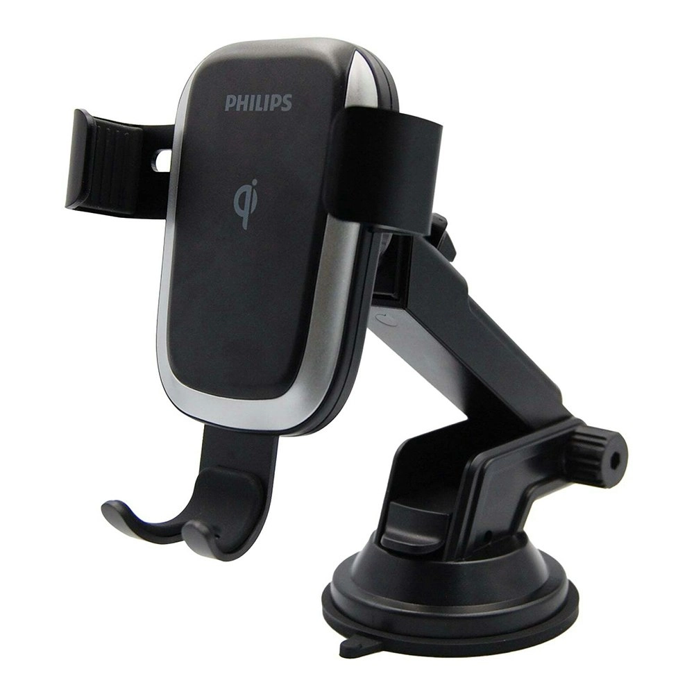 Philips 10W Qi Wireless Charging Car Mount Phone Holder For iPhone/Samsung Black