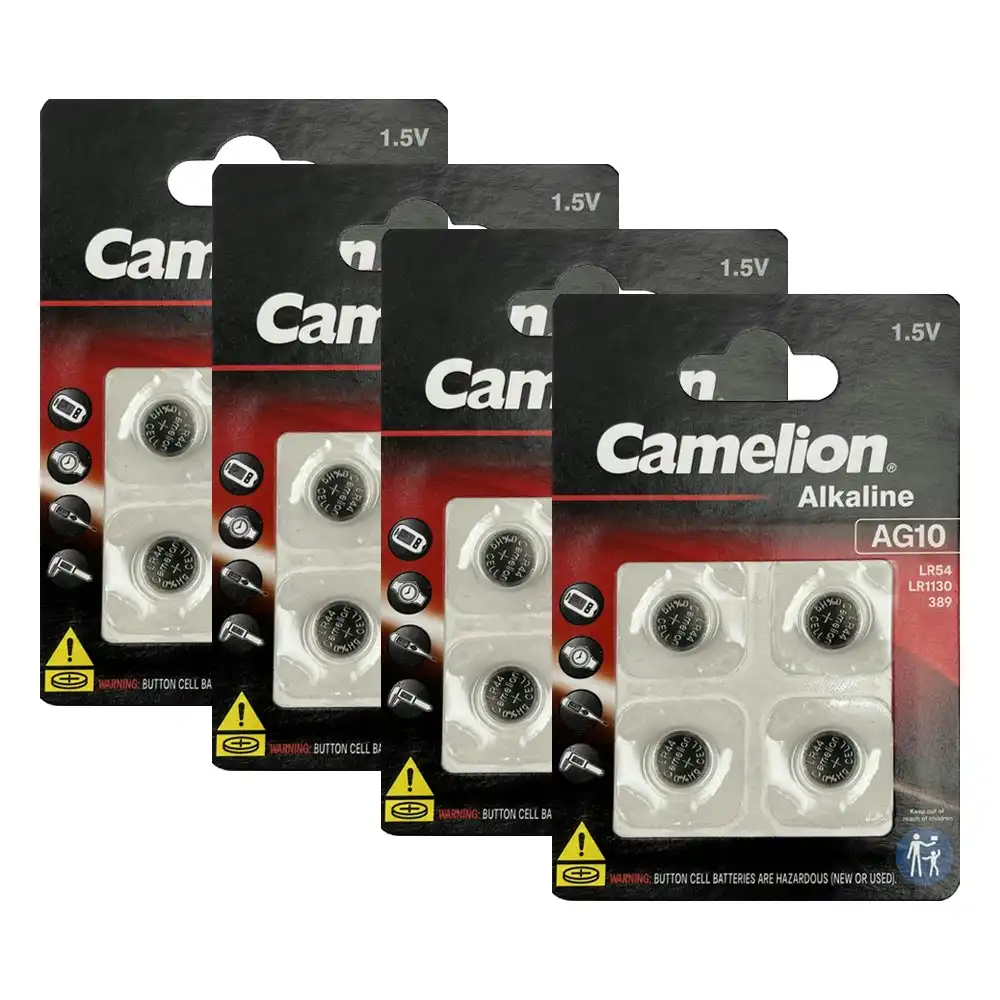 16pc Camelion Button/Coin Cell Alkaline LR1130/AG10/BP4 Long Lasting Batteries