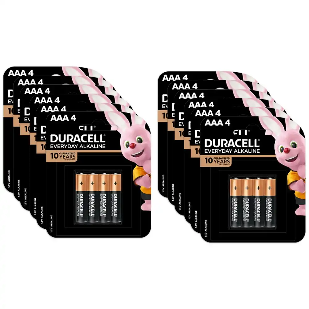 12x 4pc Duracell Everyday AAA Size Alkaline Battery Pack Single Use Batteries