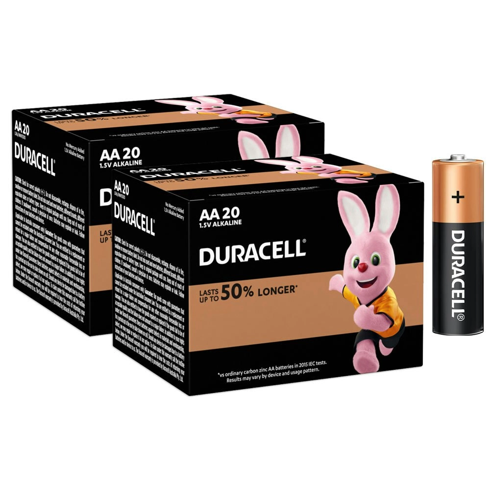 2x 20pc Duracell Coppertop AA Size Alkaline Battery Single Use Batteries