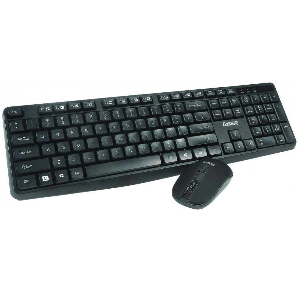 Laser Multimedia Wireless Keyboard & Mouse Combo For Laptop/PC Computer Black