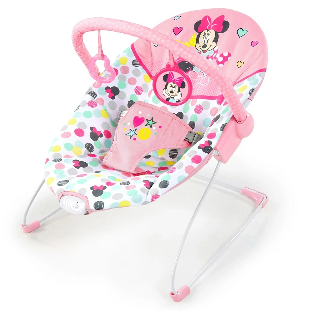 Disney Bright Starts Baby/Newborn Vibrating Bouncer Chair 0m+ Minnie Mouse Pink