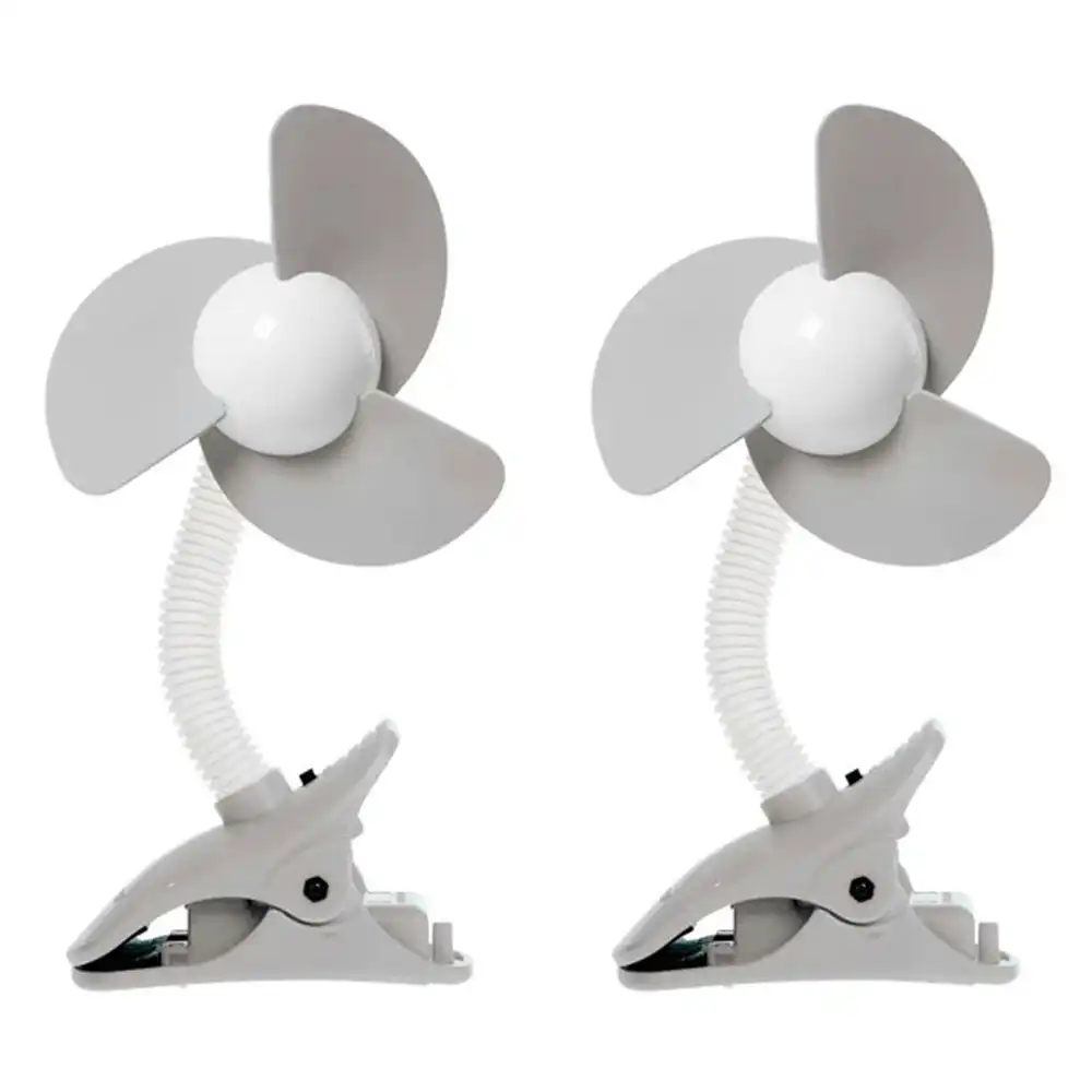 2PK dreambaby Ezy-Fit Clip-On Outdoor Cooling Fan For Baby Stroller/Pram GRY/WHT