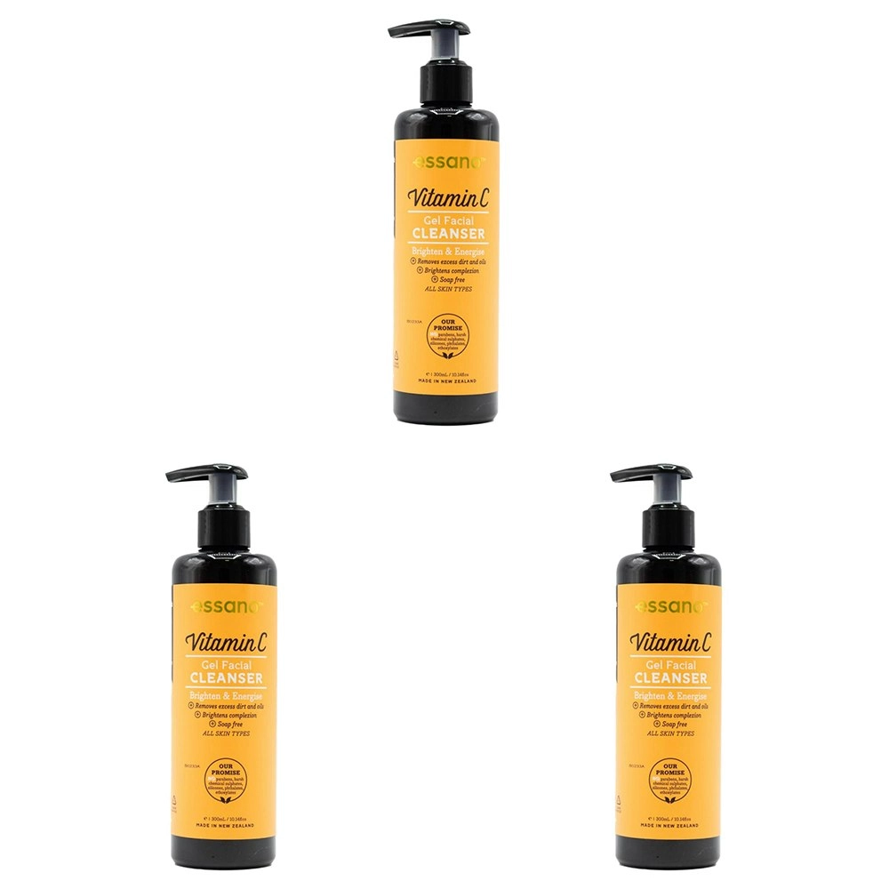 3x Essano Gel Facial Cleanser Vitamin C Brighten & Energise Facial Care 300ml