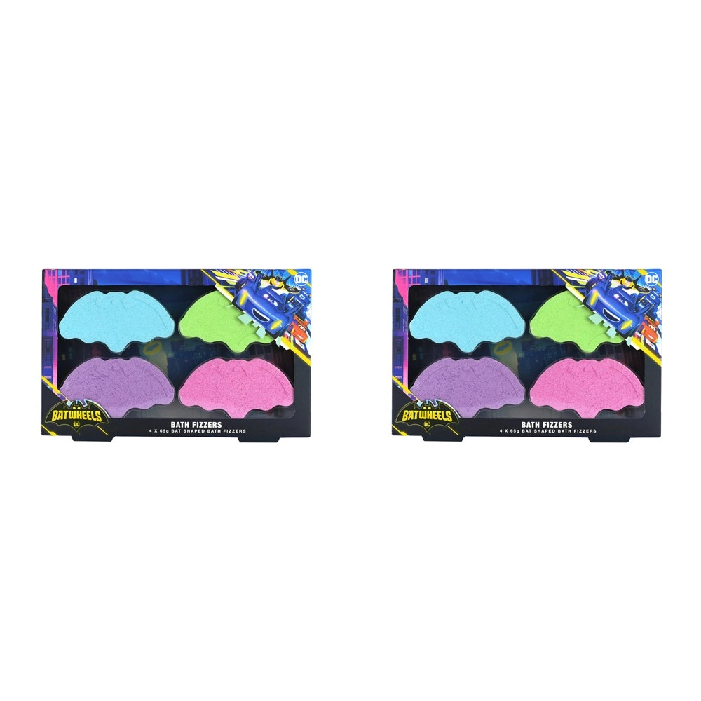 2x 4pc DC Batwheels 65g Bat Shaped Kids/Childrens Bath Fizzers Foaming Bomb 6y+