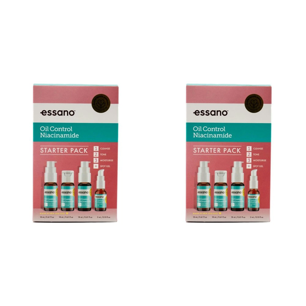 2x 4pc Essano Oil Control Niacinamide Clenser/Moisture Spot Gel Starter Pack