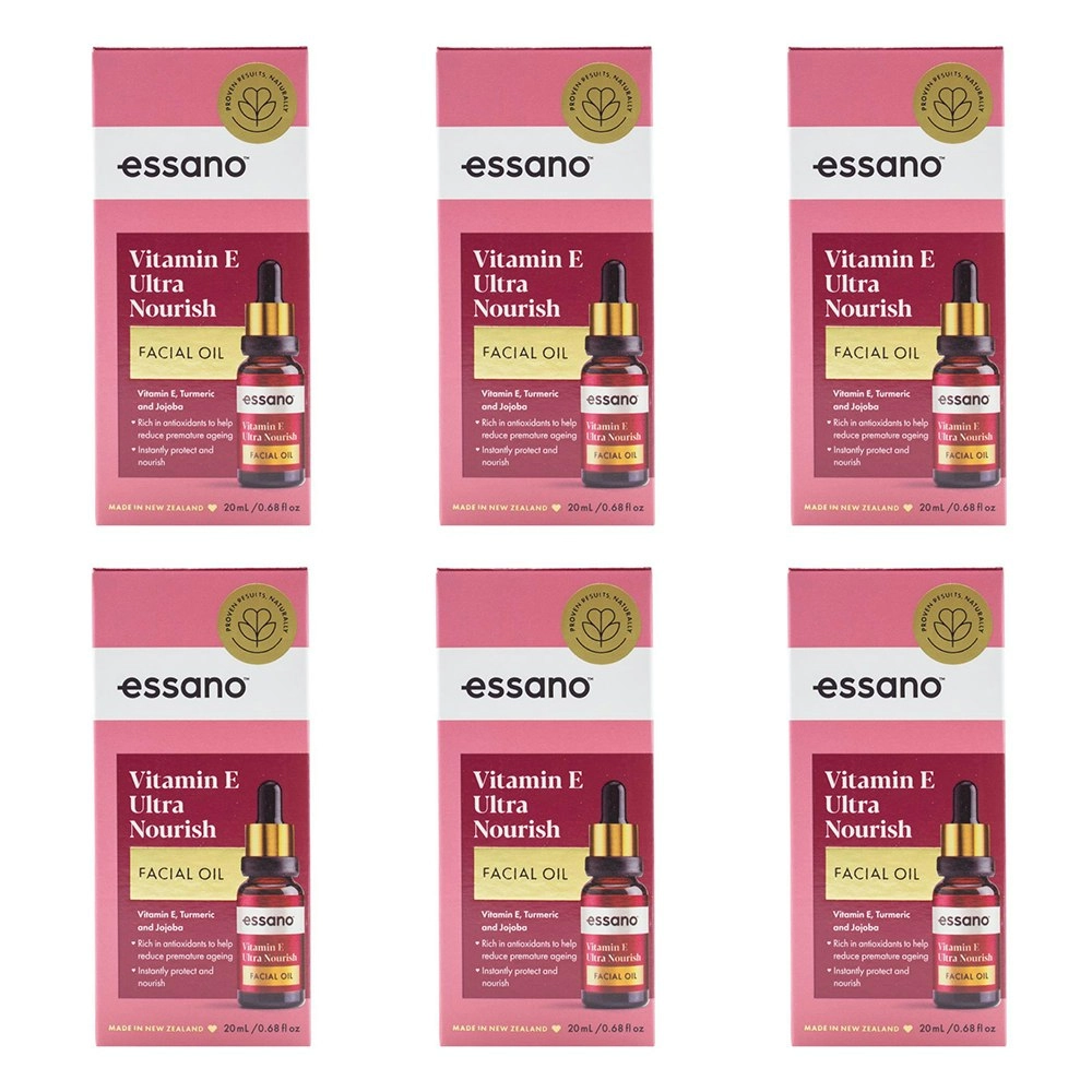 6x Essano Vitamin E Ultra Nourish Facial Oil Vitamin E Tumeric & Jojoba 20ml