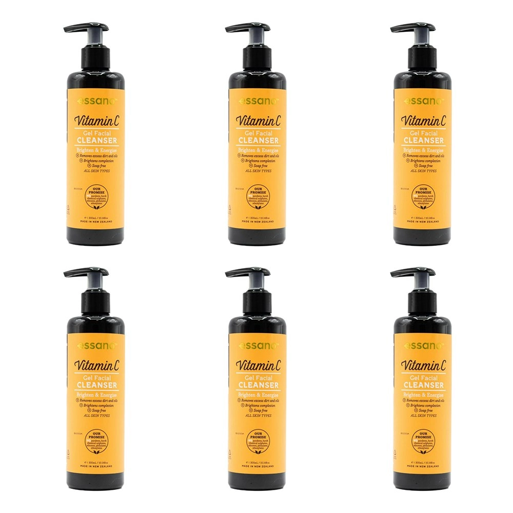 6x Essano Gel Facial Cleanser Vitamin C Brighten & Energise Facial Care 300ml