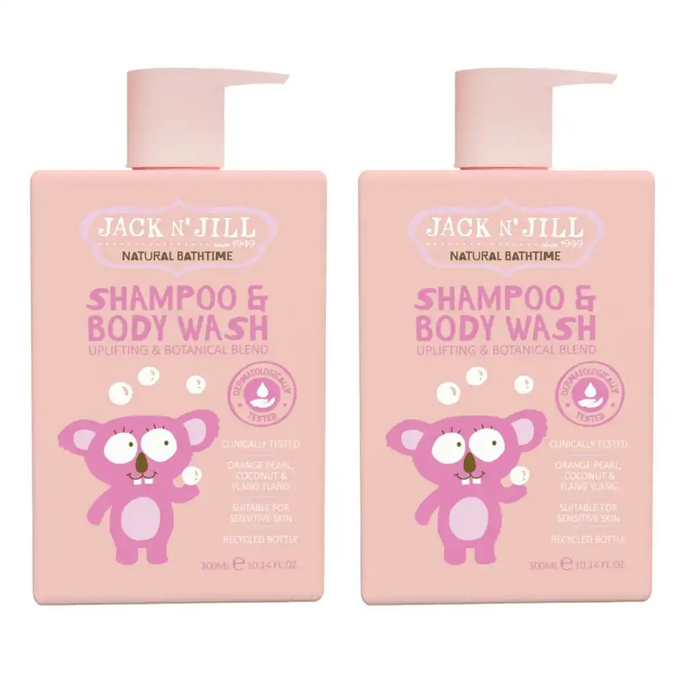 2x Jack N' Jill Baby 300ml Liquid Shampoo & Body Wash Natural For Sensitive Skin