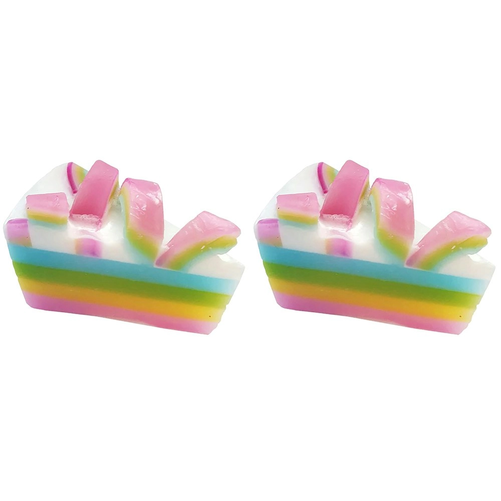 2PK Bomb Cosmetics Raspberry Rainbow Scented Soap Cake Bar Body Shower Fragrance