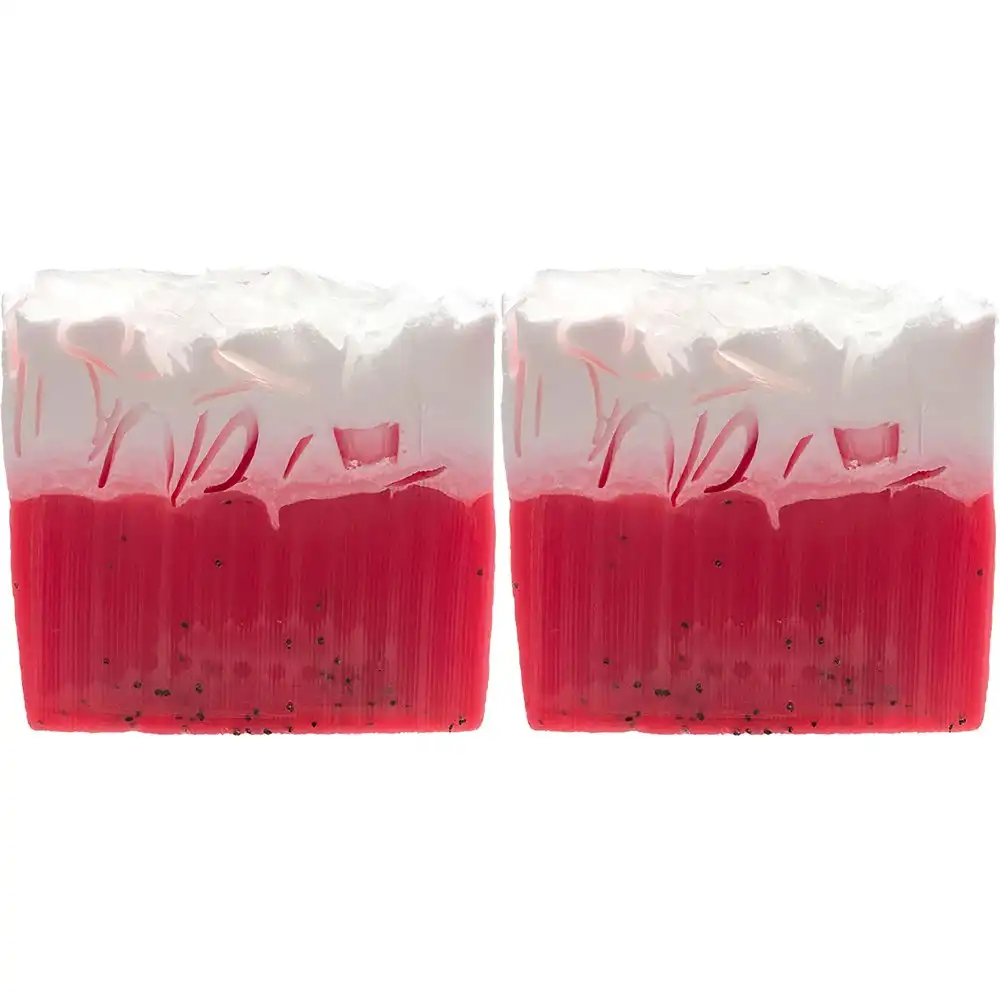 2PK Bomb Cosmetics Strawberries & Cream Scented Soap Slice Bar Shower Fragrance