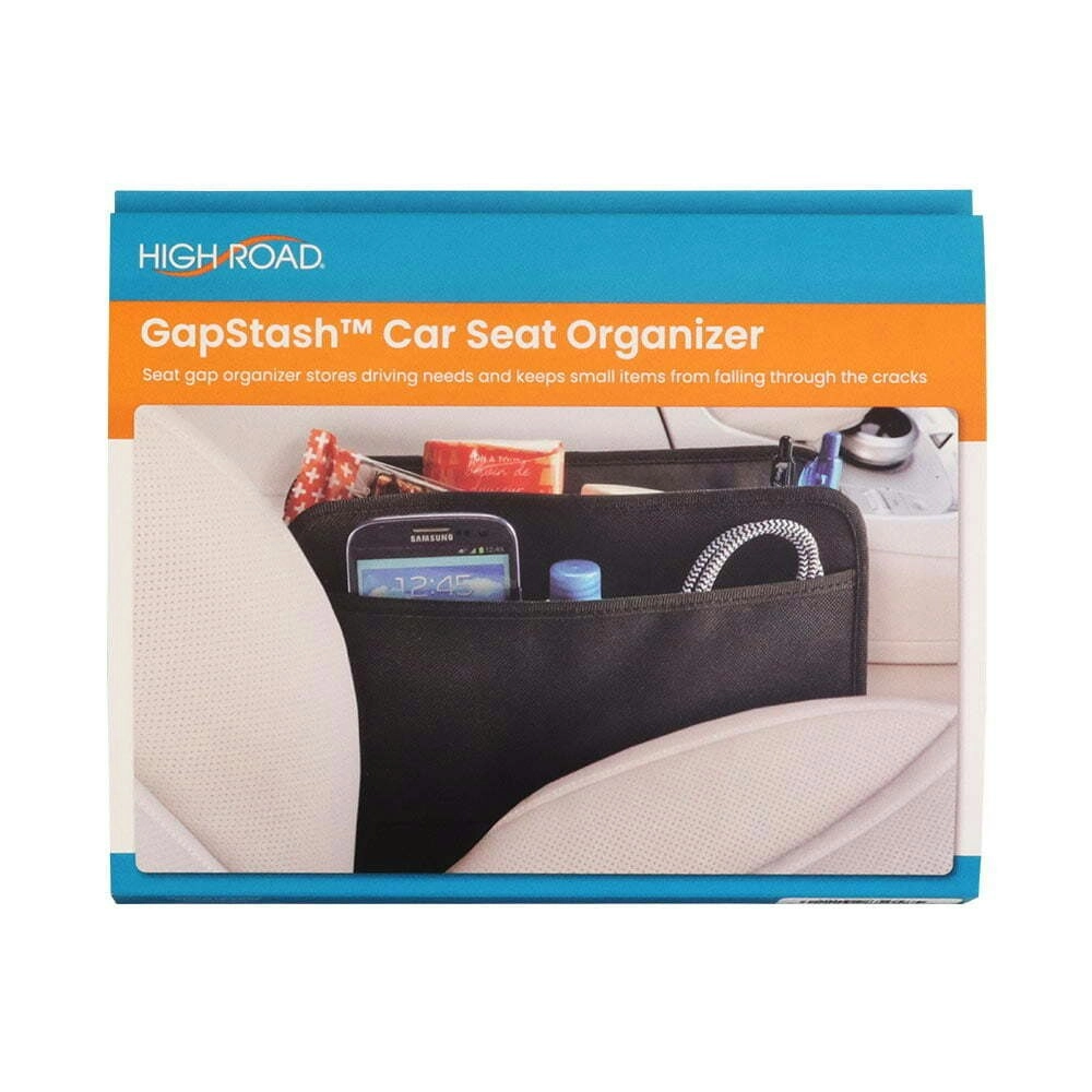 High Road Gap Stash 3-Pocket Car Front Seat Tidy Organiser Storage Holder Black