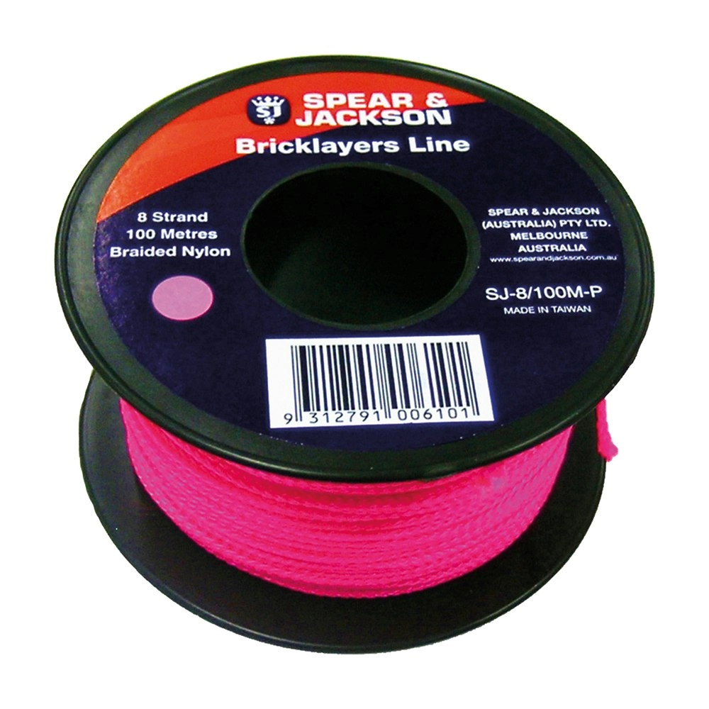 12pc Spear & Jackson 100m Brick Line 8-Strand Nylon Braided String Fluoro Pink