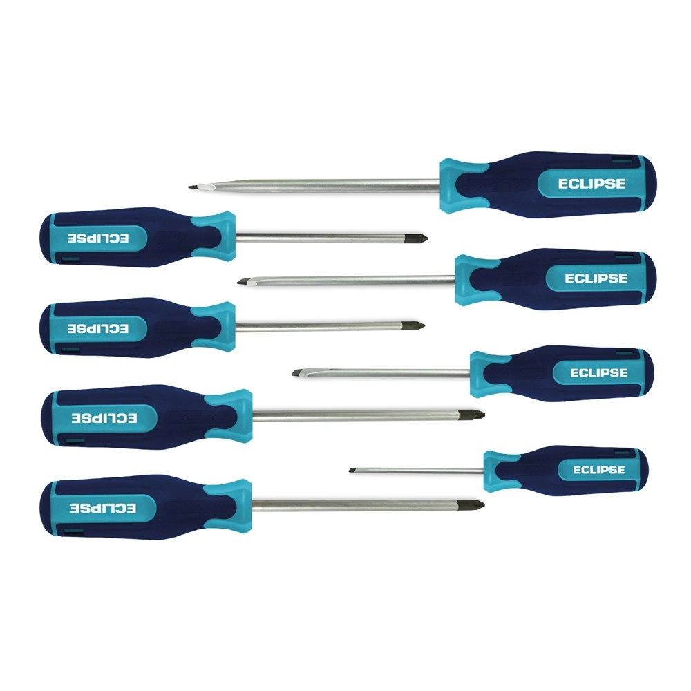 8pc Eclipse Pro Tools Screwdriver Slotted Parallel/Flared/Philips/Pozidriv Set