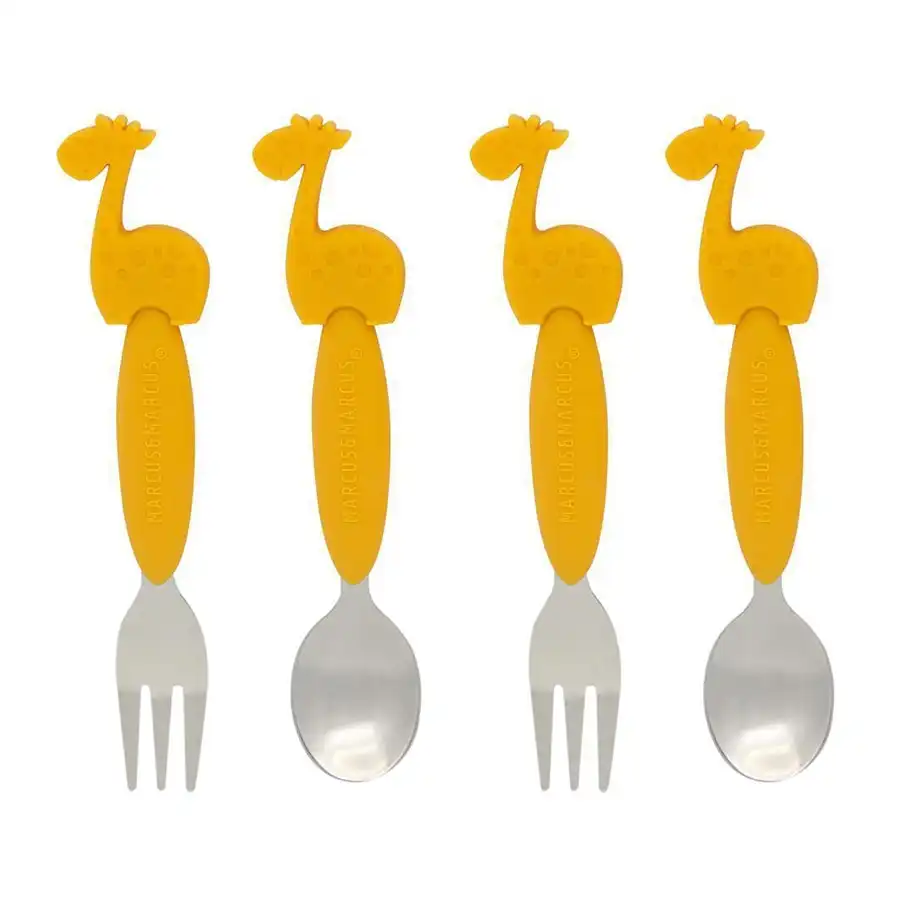 4pc Marcus & Marcus Silicone Children's Cutlery Dinner/Eating Set Lola YEL 3yrs+