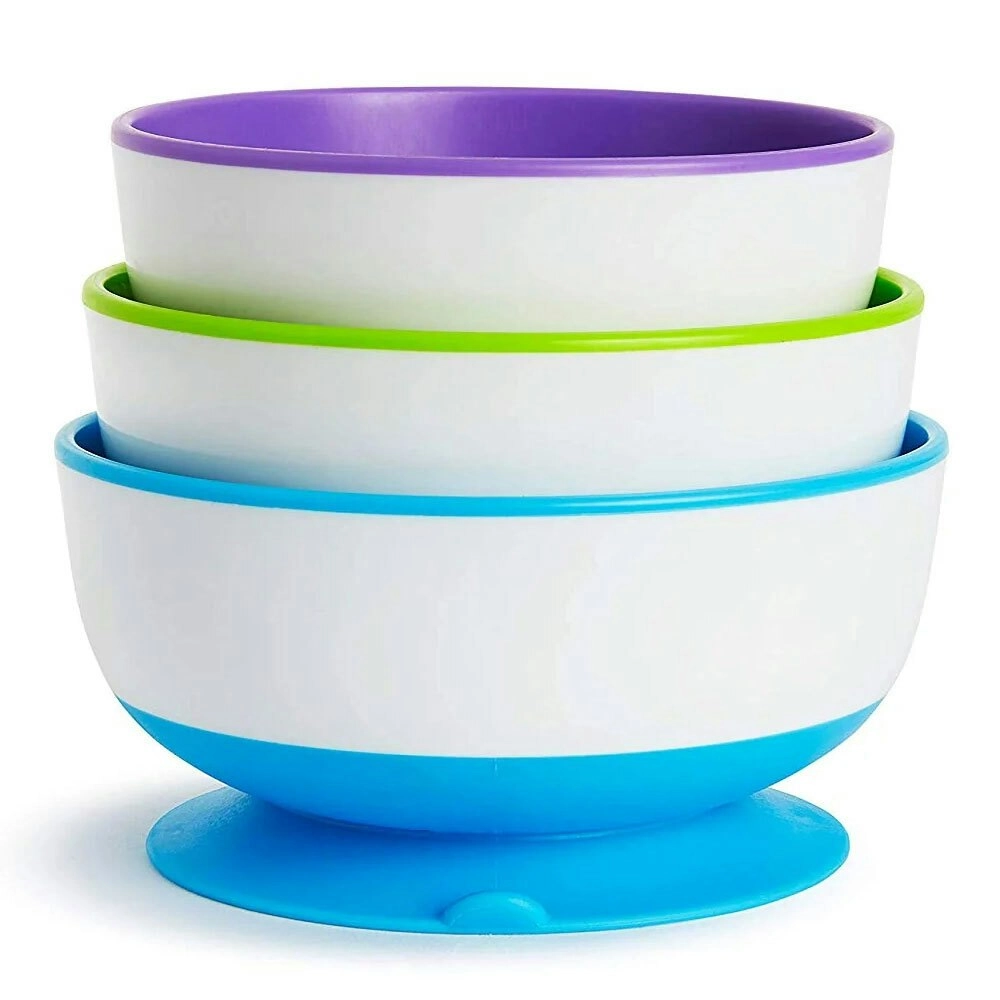 3pc Munchkin 19cm Baby/Toddler Stay Put Table Suction Feeding Food/Snack Bowls