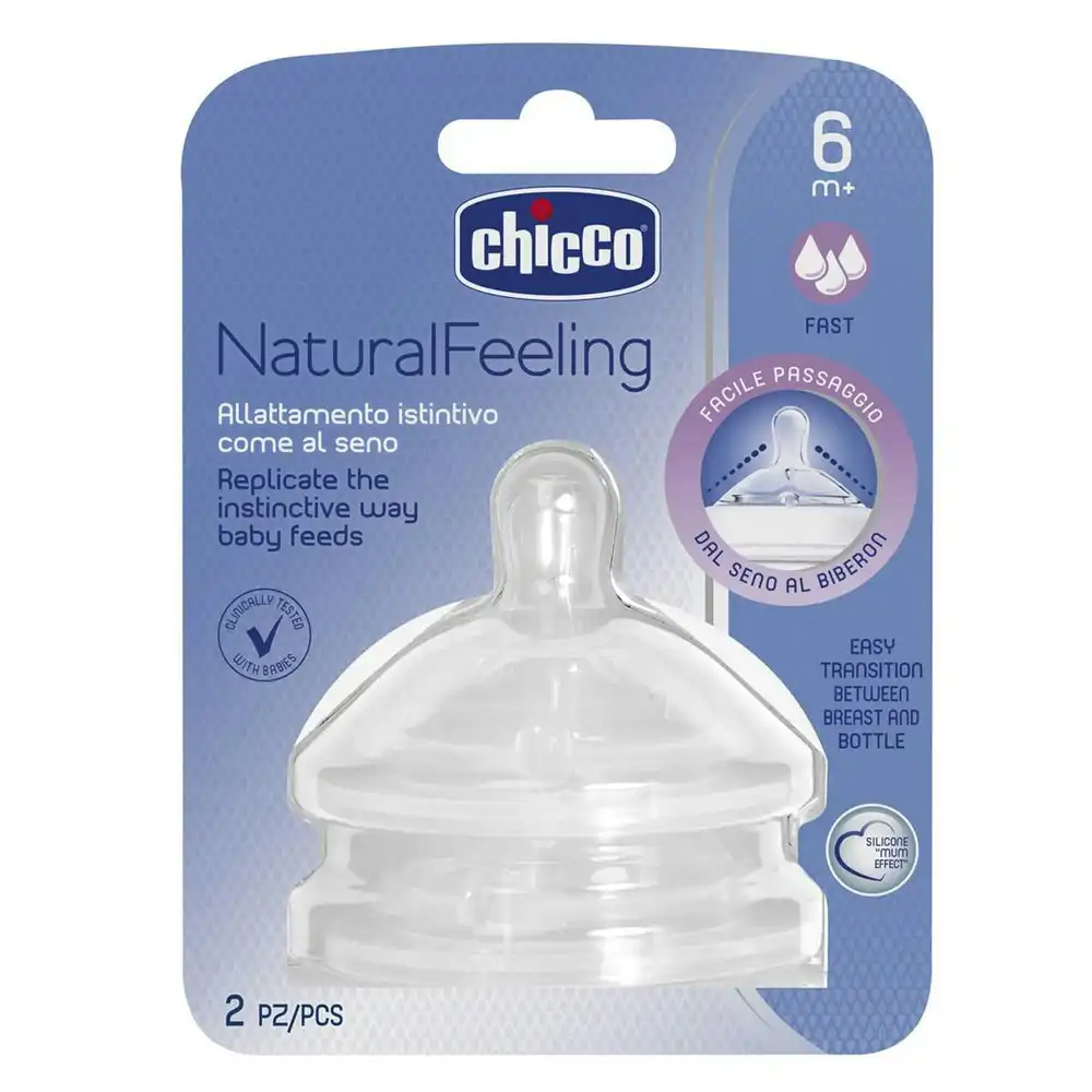 Chicco Nursing NaturalFeeling Fast Flow Silicone Teat Baby/Toddler Feeding 6m+