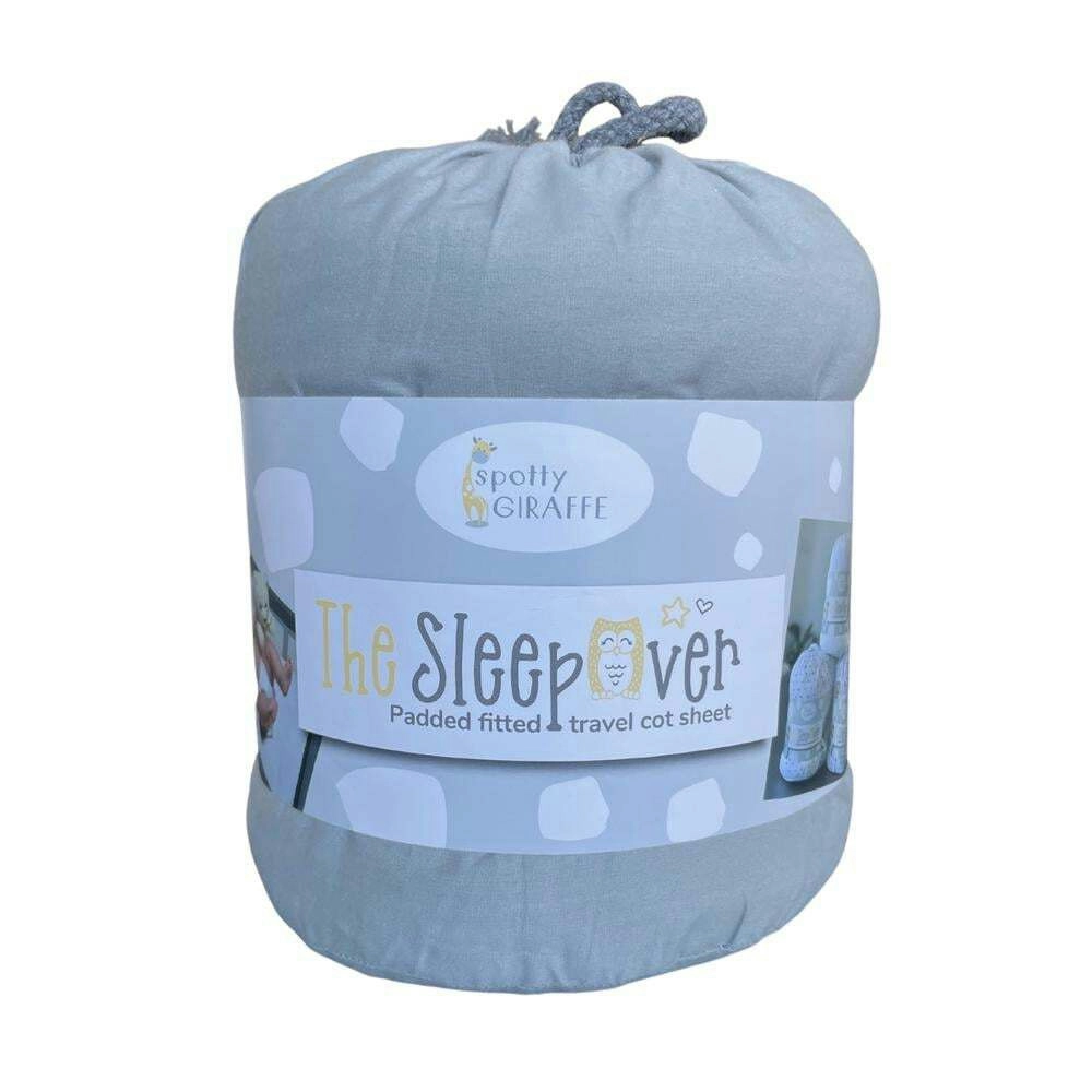 Spotty Giraffe The SleepOver Portable Lightweight Cot Travel Sheet Cool Grey