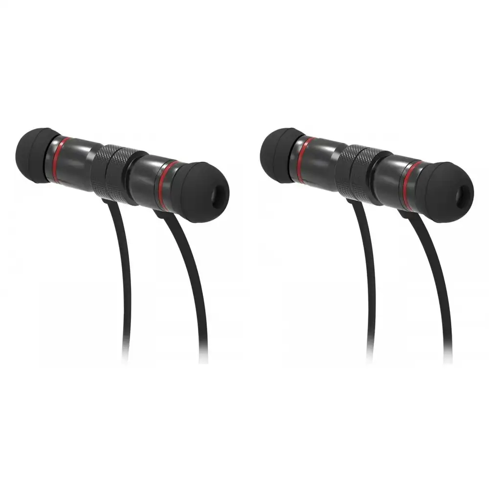 2x Laser Magnetic Wireless BT Sports In-Ear Earphones w/ In-Line Control Black