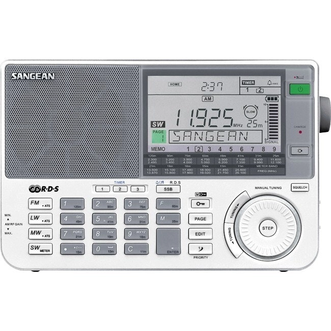 Sangean 215mm Portable Digital World Professional Multi-Band Radio Receiver WHT