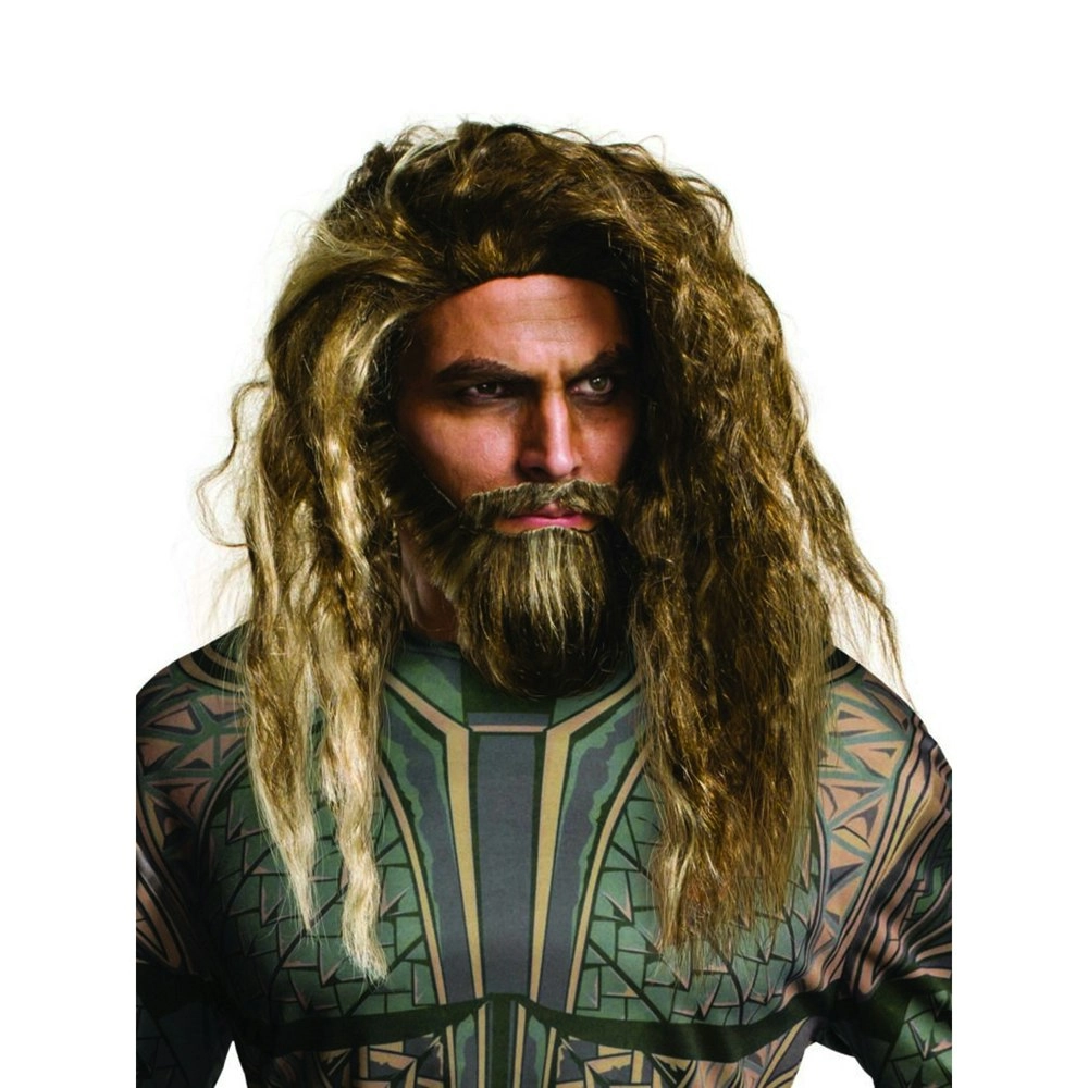 Marvel Aquaman Beard & Wig Set Fake Hair Adult Hero Costume Party Accessory