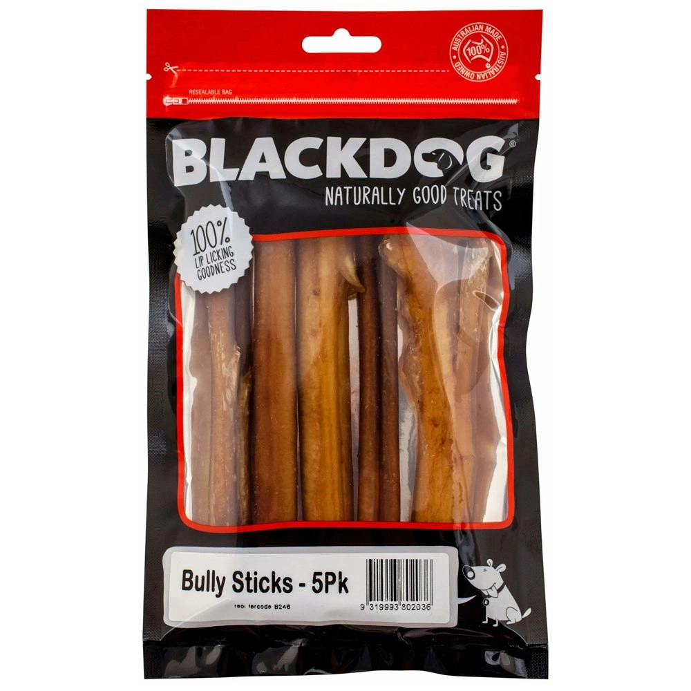 5pc Blackdog Naturally Good Dog/Pet Treats Beef Bully Sticks Food/Treats/Snacks