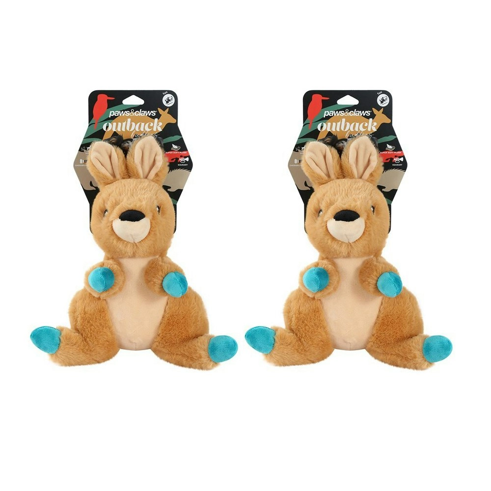 2x Paws & Claws Outback Buddies Kangaroo Interactive Pet/Dog Toy w/ Squeaker